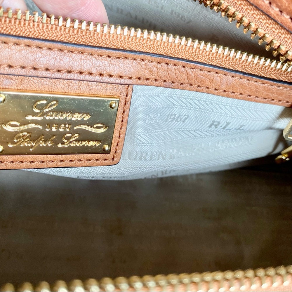 Vintage Ralph Lauren Caramel handbag old money gold hardware - Picture 9 of 14